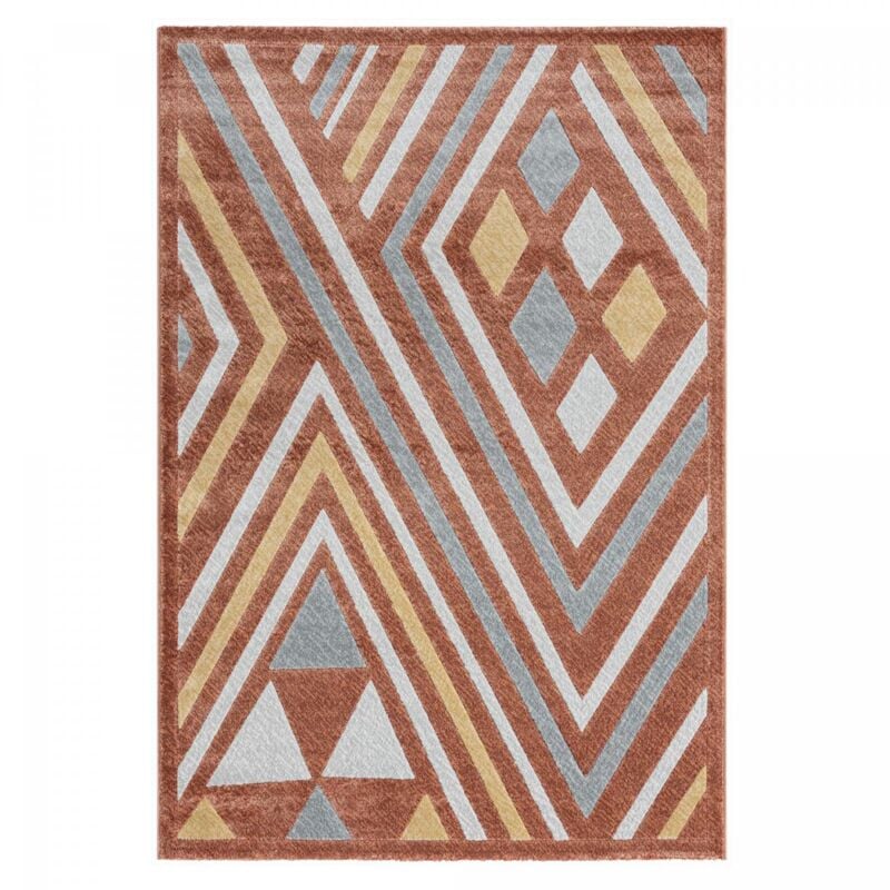 Unamourdetapis - Tapis salon et chambre 120x160 orange et gris rectangle tissé motif ethnique solga b