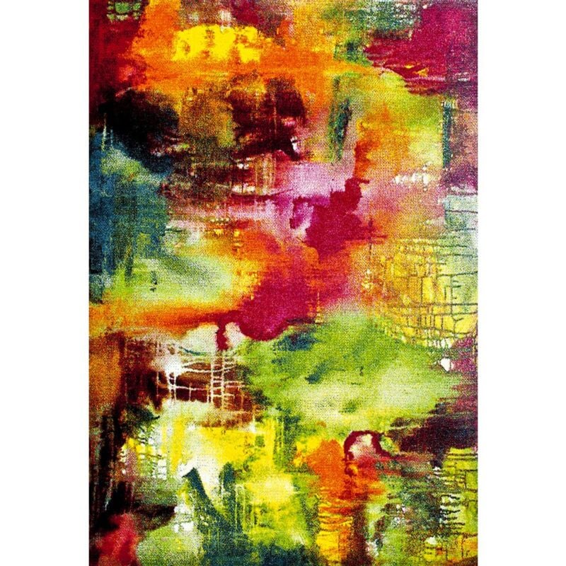 Tapis salon et chambre 120x170 multicolore rectangle tissé motif géométrique be 54