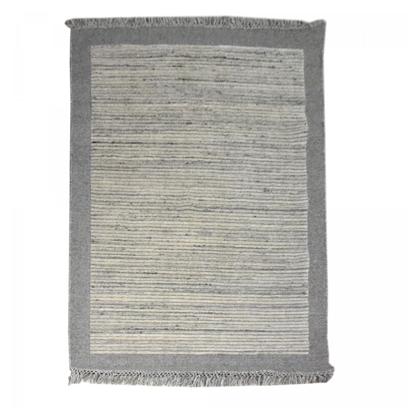 Authentique tapis noué main en laine 120x170 gris et beige motif Scandinave lounali