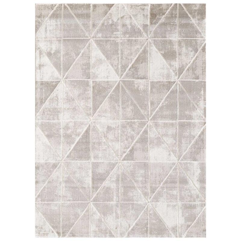Tapis salon et chambre 120x160 crème rectangle tissé motif géométrique VOLITRO