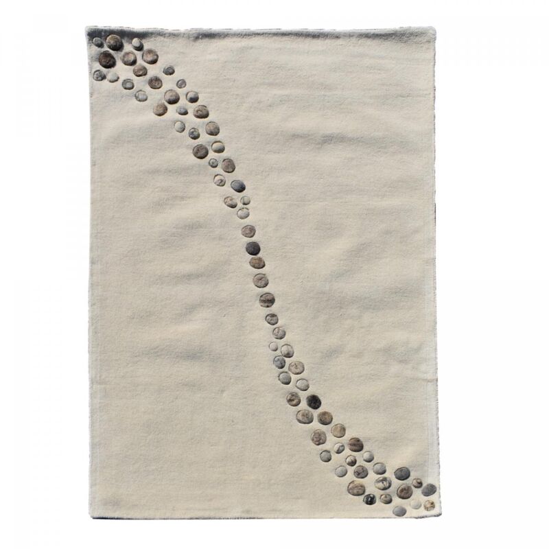 Tapis salon et chambre en laine 120x170 beige et gris fait à la main