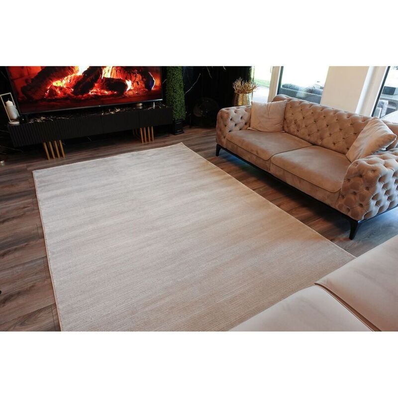 Allotapis - Tapis moderne à courtes mèches effet brillant Justine Beige 120x170
