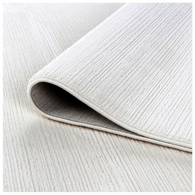 Allotapis - Tapis moderne à courtes mèches effet brillant Justine Crème Ø120