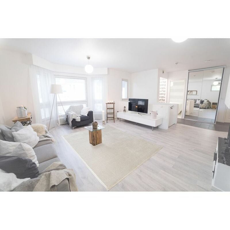 Allotapis - Tapis moderne à courtes mèches effet brillant Justine Crème 200x290