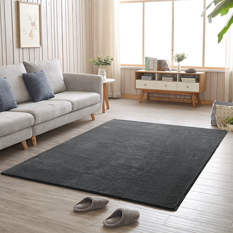 Skecten - Tapis Moderne à Poils Courts et Moelleux, Dessous Antidérapant, Super Doux, 160x200cm, Noir