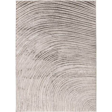 Tapis moderne argent beige à motifs arcs doux - 290 x 200 cm