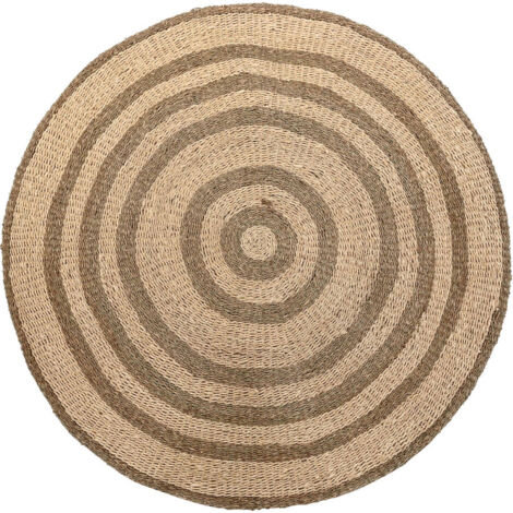 Tapis moderne beige en fibre de maïs pour séjour élégant - Beige naturel et design élégant