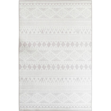 Tapis moderne beige ikat élégant pour salon cosy - Beige clair ikat ethnique