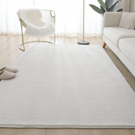 Tapis Moderne Dense 60 x 120 cm Couleur Crème Doux Confortable Anti Glissant Pour Salon Chambre à Coucher Bureau Déco