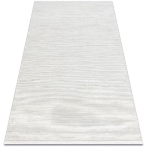 Tapis moderne DUKE 51376 crème - Rayures, structuré, très doux, franges beige 280x370 cm