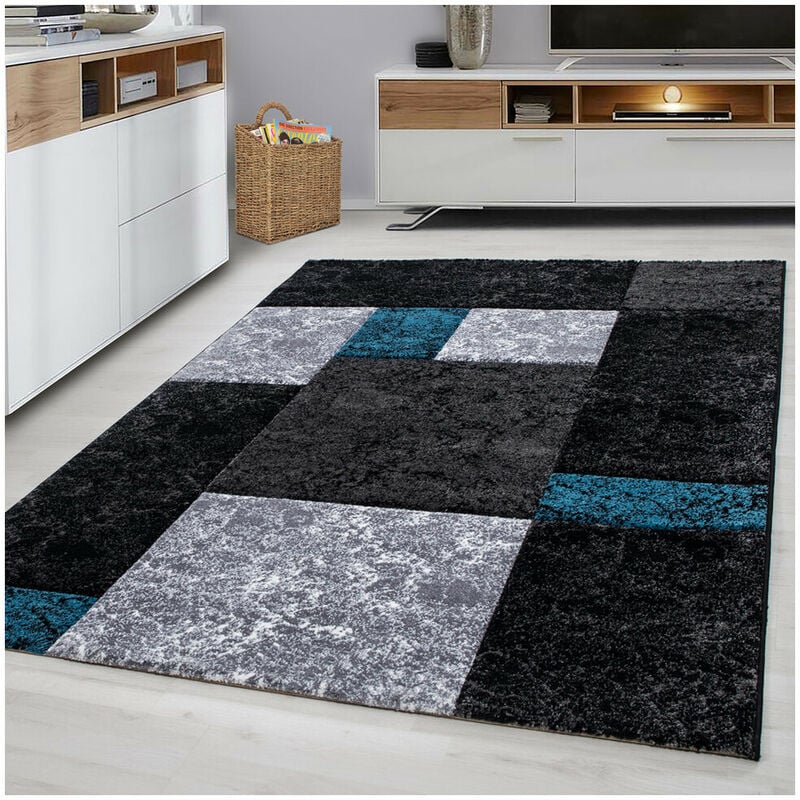 Allotapis - Tapis moderne en polypropylène Nastasia Turquoise 80x150