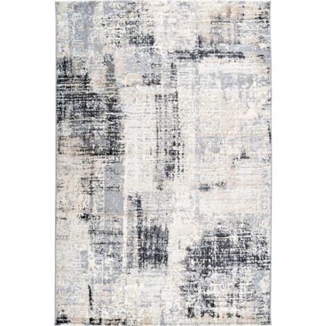 Tapis moderne gris effet 3d relief géométrique intérieur - 150 x 80 cm