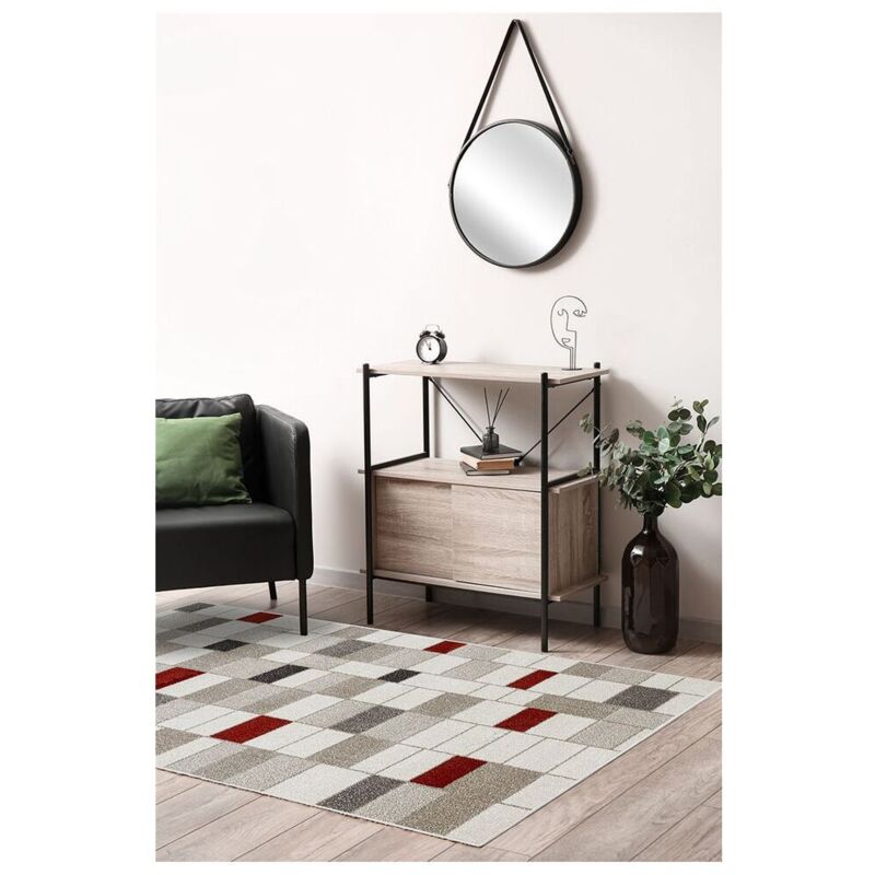 Deladeco - Tapis moderne ivoire graphique rectangle Nelle Ivoire 120x170