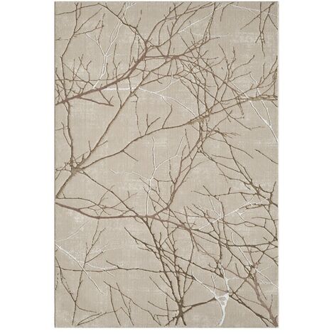 Tapis moderne marbre beige argent cuivre DUBAI 55 - TOUTAPIS