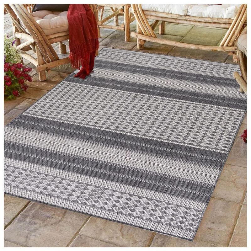 Allotapis - Tapis moderne plat intérieur et extérieur beige Indiana Beige 80x150