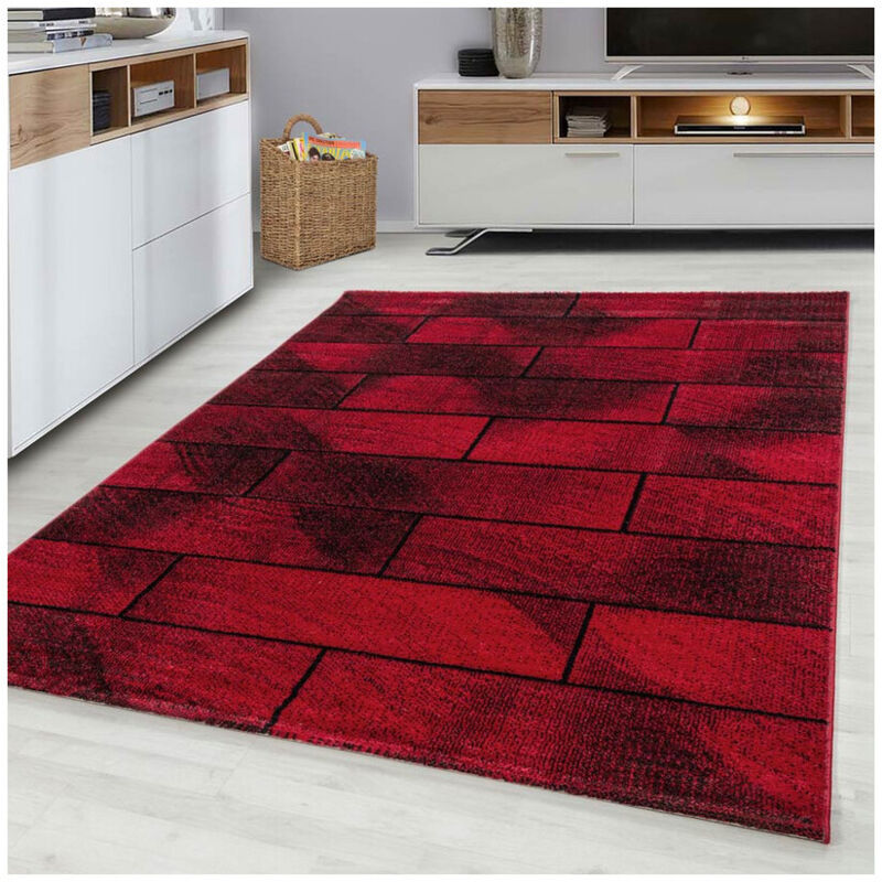 Allotapis - Tapis moderne pour salon rectangle Celan Rouge 120x170