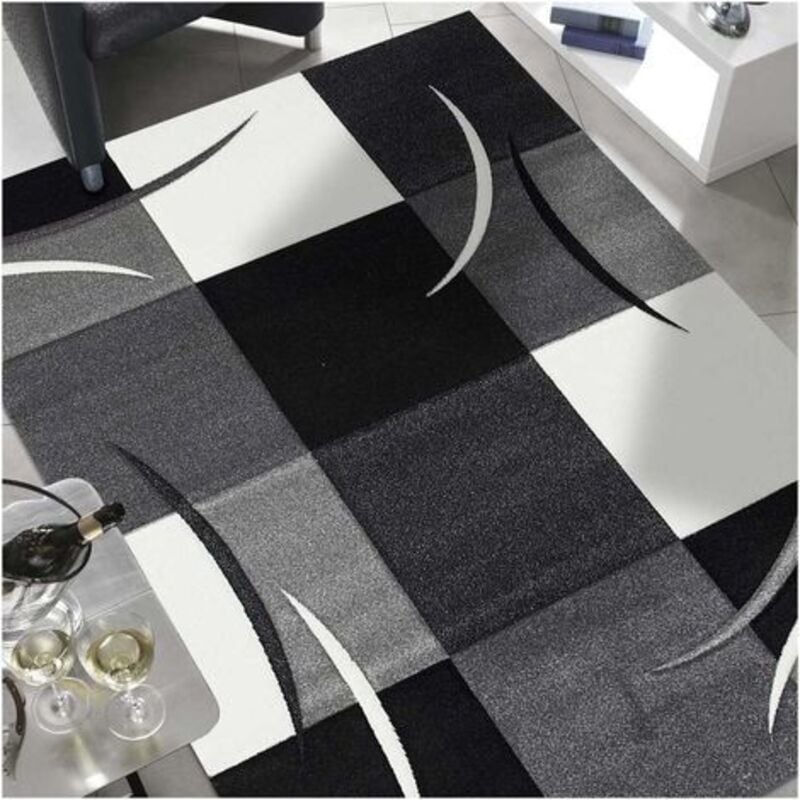 Unamourdetapis - Tapis salon et chambre 120x170 gris rectangle tissé motif géométrique abstrata
