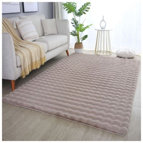 Tapis moelleux aspect 3D uni Whisper Beige 140x200