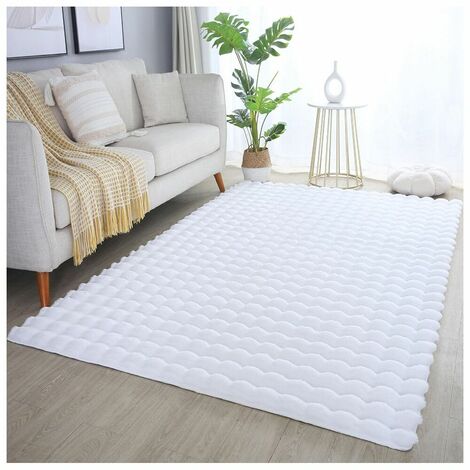 Tapis moelleux aspect 3D uni Whisper Blanc 80x150