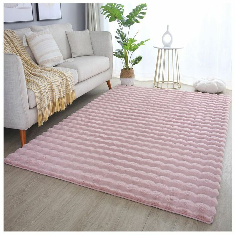 Tapis moelleux aspect 3D uni Whisper Rose 160x230