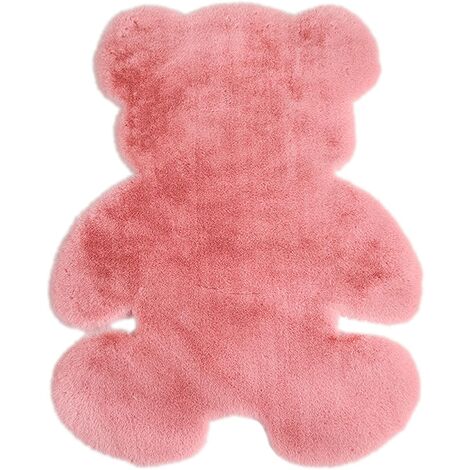 Tapis moelleux, tapis en peluche animal de dessin animé doux, tapis de sol décoratif antidérapant (rose, 75 105 cm),
