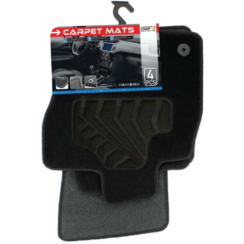 Carplus - Tapis moquette compatible avec Seat Leon 3 ap12 sur mesure 4 pieces - Noir