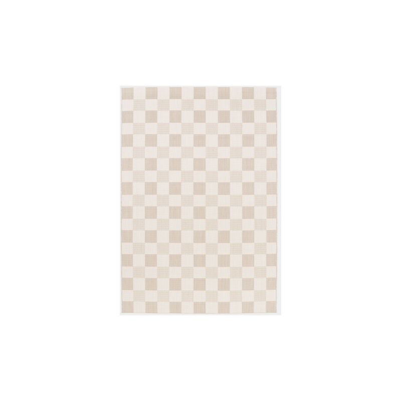 Décoweb - Tapis motif damier en matière recyclée - Andy - Beige - 160 x 230 cm