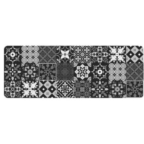 Tapis mousse imprimée antidérapant pour intérieur Noir 45x120 cm