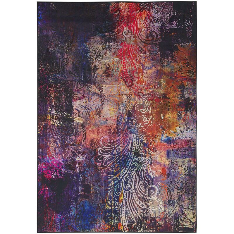 Tapis Rectangulaire Multicolore en Polyester Motif Abstrait pour Chambre ou Salon au Style Moderne 160 x 230 cm Beliani