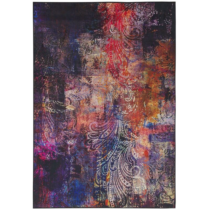 Beliani - Tapis Rectangulaire Multicolore en Polyester Motif Abstrait pour Chambre ou Salon au Style Moderne 140 x 200 cm