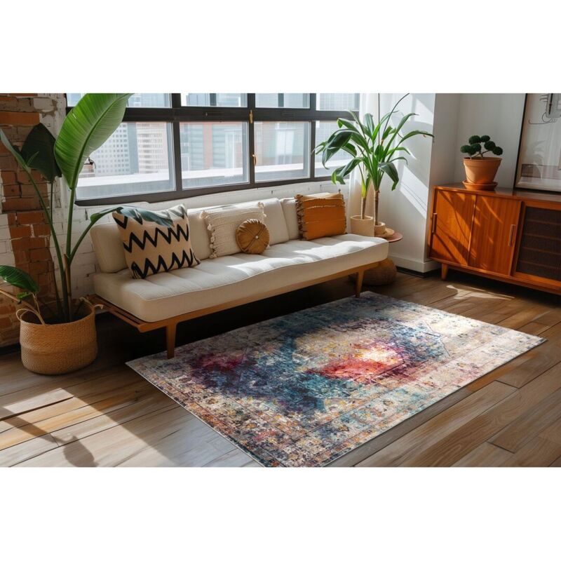 Allotapis - Tapis multicolore vintage rayé Ourik Multicolore 133x190