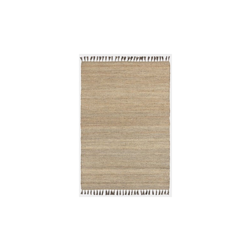 Décoweb - Tapis naturel en jute et coton - Néo-ethnique - Marron - 120 x 170 cm