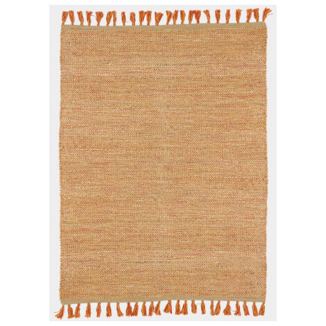 Tapis naturel en jute et coton - Néo-ethnique - Rouge - 120 x 170 cm