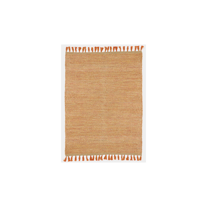 Décoweb - Tapis naturel en jute et coton - Néo-ethnique - Rouge - 160 x 230 cm