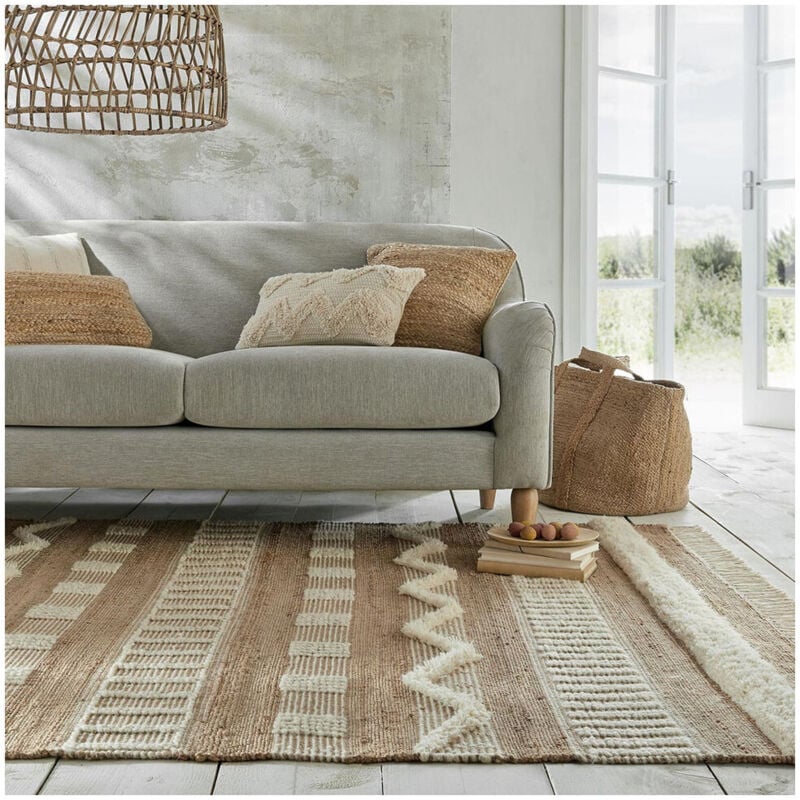 Flair Rugs - Tapis naturel en jute Medina Beige 60x230