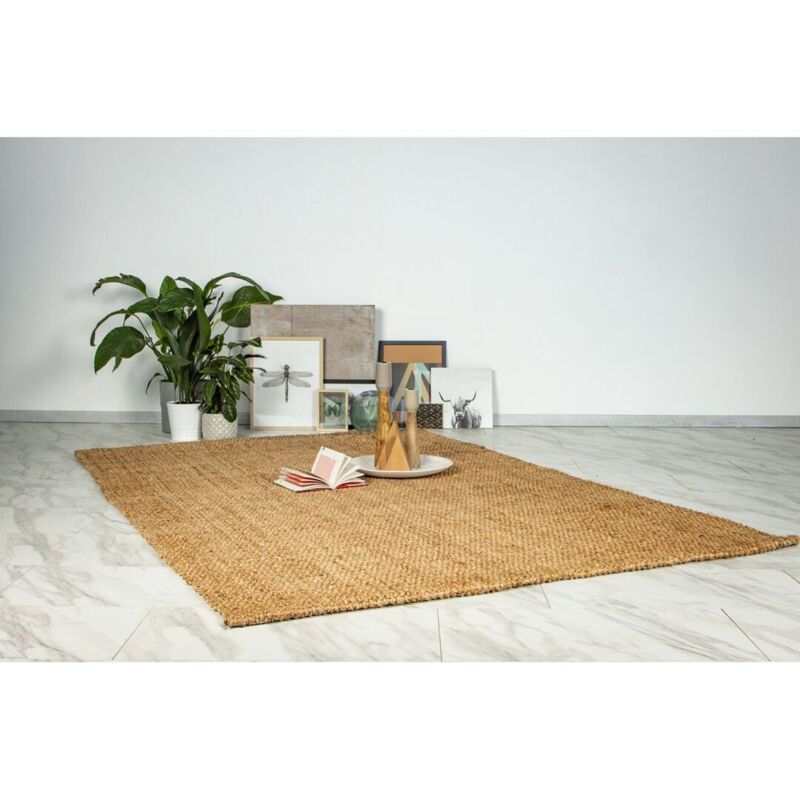 Hellocarpet - Tapis naturel jute écologique tissé plat Daphne Naturel 80x150
