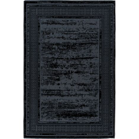 Tapis noir relief 3d style vintage intérieur - 150 x 80 cm
