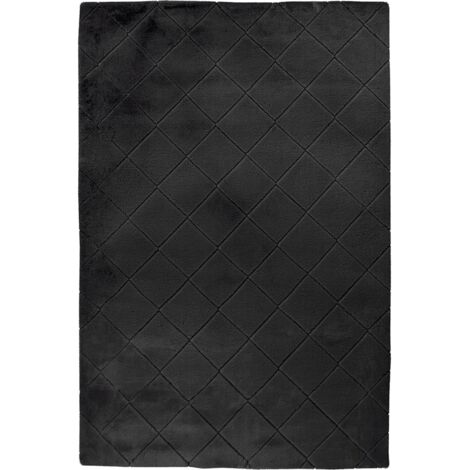 Tapis noir ultra doux à relief losange tufté - 230 x 160 cm
