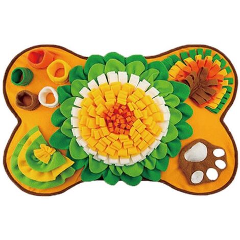 Tapis olfactif pour animaux de compagnie, couverture d'entraînement à la recherche de nourriture, jouets pour animaux de compagnie (jaune)--