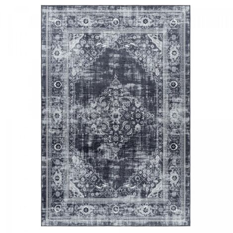 Tapis orient 140x200 noir rectangle motifs orientaux AKIAK