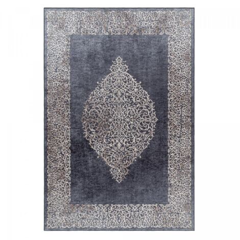 Tapis orient 140x200 noir rectangle motifs orientaux AKIEK