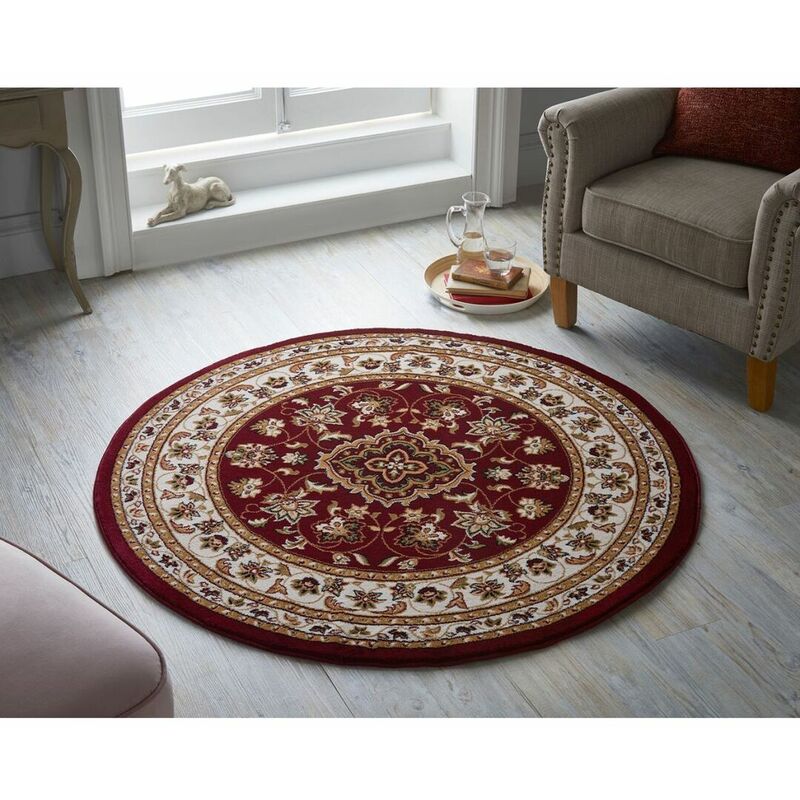Flair Rugs - Tapis orient rectangle intérieur courtes mèches Sherborne Rouge Ø133