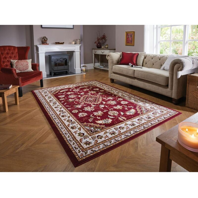 Flair Rugs - Tapis orient rectangle intérieur courtes mèches Sherborne Rouge 160x230