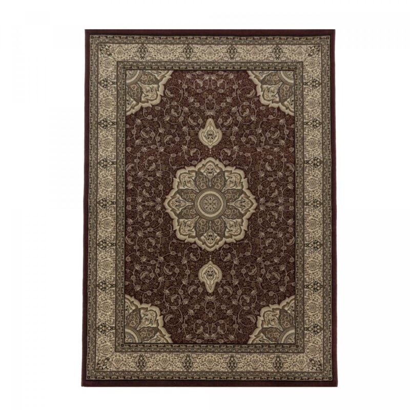 Jadorel - Tapis orient 200x290 rouge et beige rectangle motif traditionnel tibricab