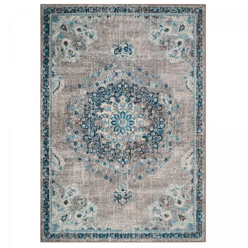 Tapis orient 160x230 bleu et bleu ciel rectangle motif traditionnel olda