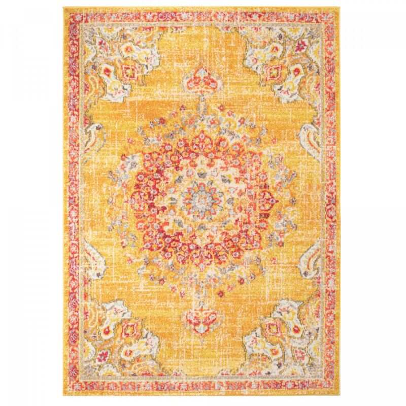 Tapis orient 200x290 jaune et rouge rectangle motif traditionnel olda