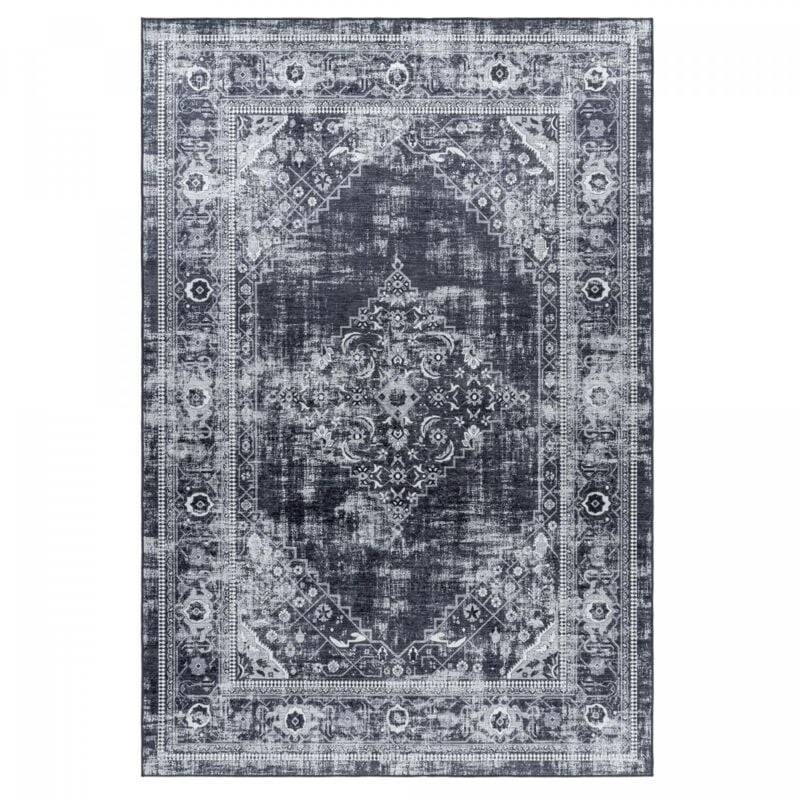 Dezenco - Tapis orient 120x170 noir rectangle motifs orientaux akiak