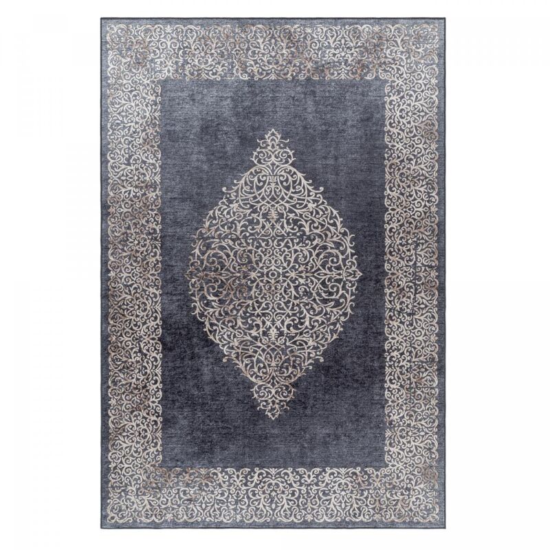 Dezenco - Tapis orient 160x230 noir rectangle motifs orientaux akiek