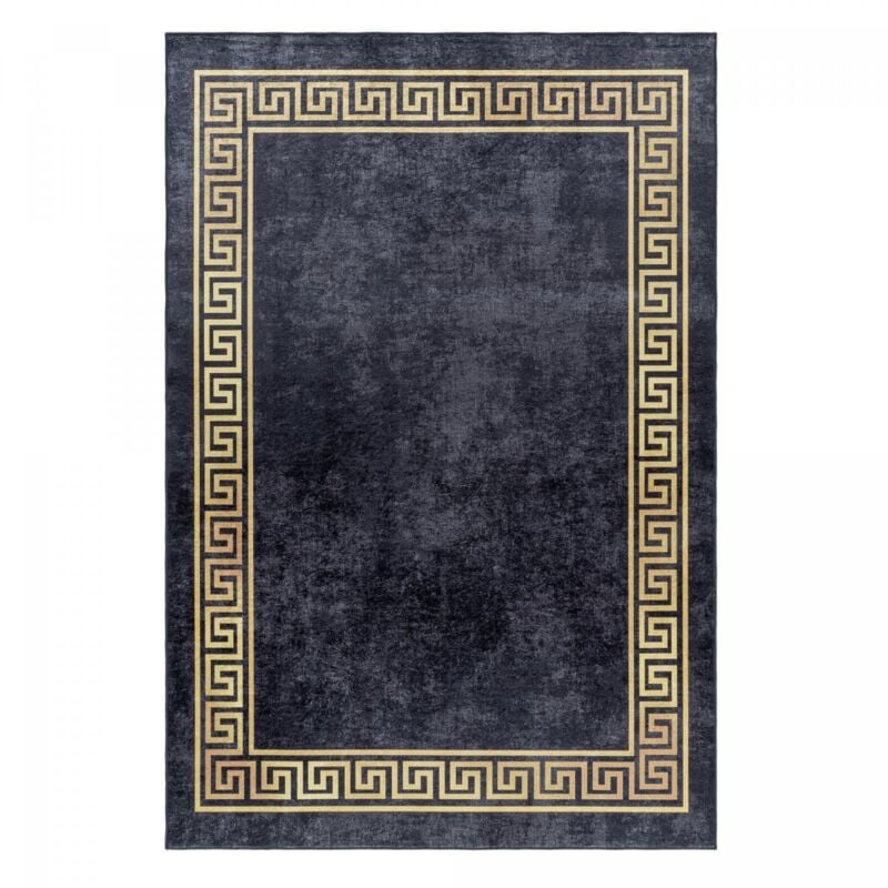 Tapis orient 120x170 noir et beige rectangle motifs orientaux huslia