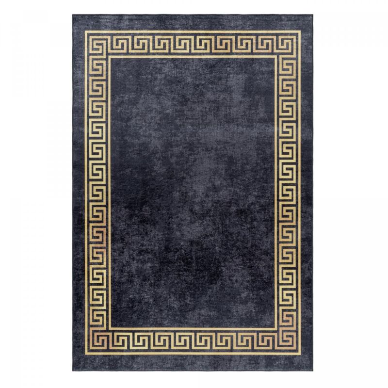 Tapis orient 200x290 noir et beige rectangle motifs orientaux HUSLIA